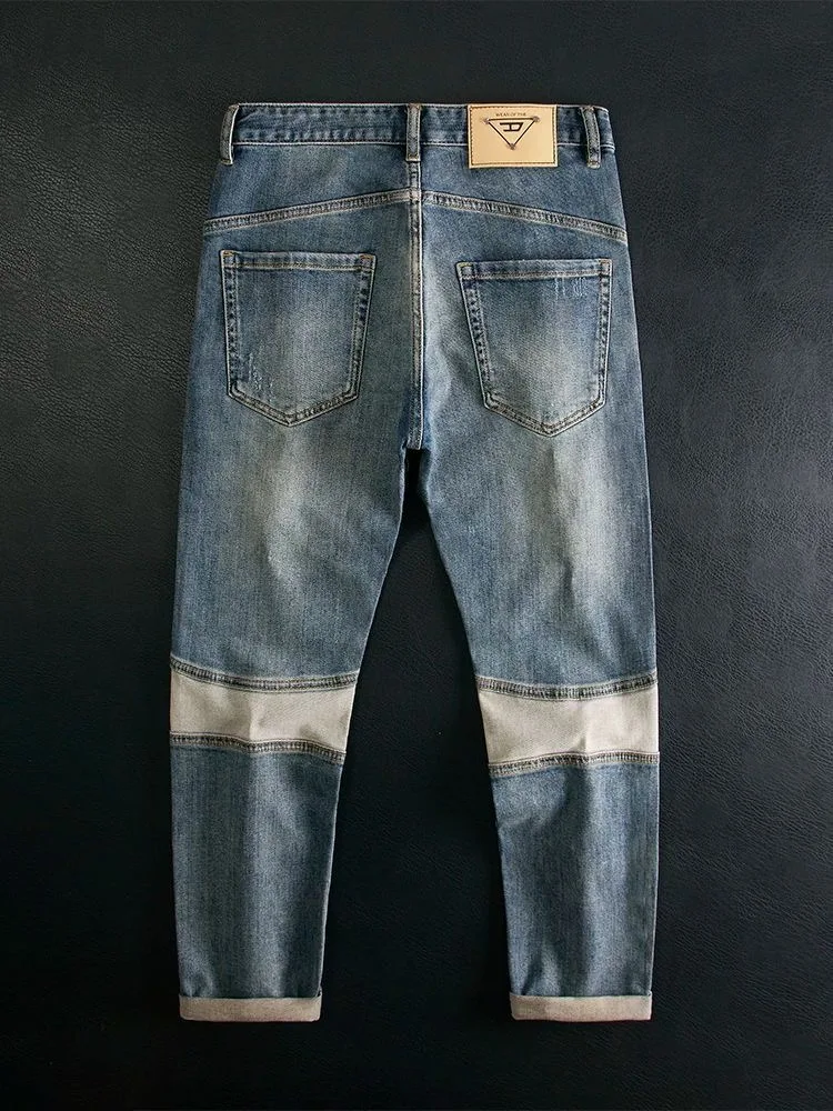 Autumn and Spring Fashion American Vintage Straight Leg Elastic Denim Pants Men's Casual Comfortable Sports High Quality Jeans