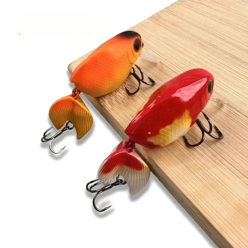 Bionic Swim Bait Random Color ABS Material Floating Minnow Lure Realistic Goldfish Design for Bass And Catfish Fishing