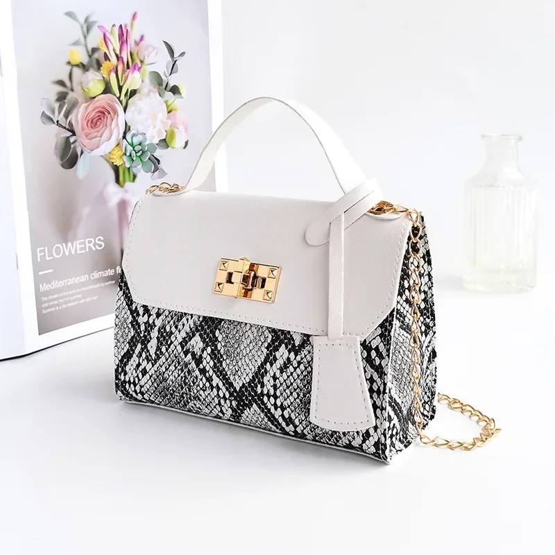 Retro Snake Pattern Women\'s Handheld One Shoulder Crossbody Bag Mobile Phone Bag Korean Fashion Small Square Bag