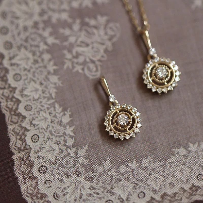 18K Gold Plated Compass Pendant Necklace, 925 Sterling Silver Mini CZ Round Charm, Hypoallergenic Layering Jewelry Gift