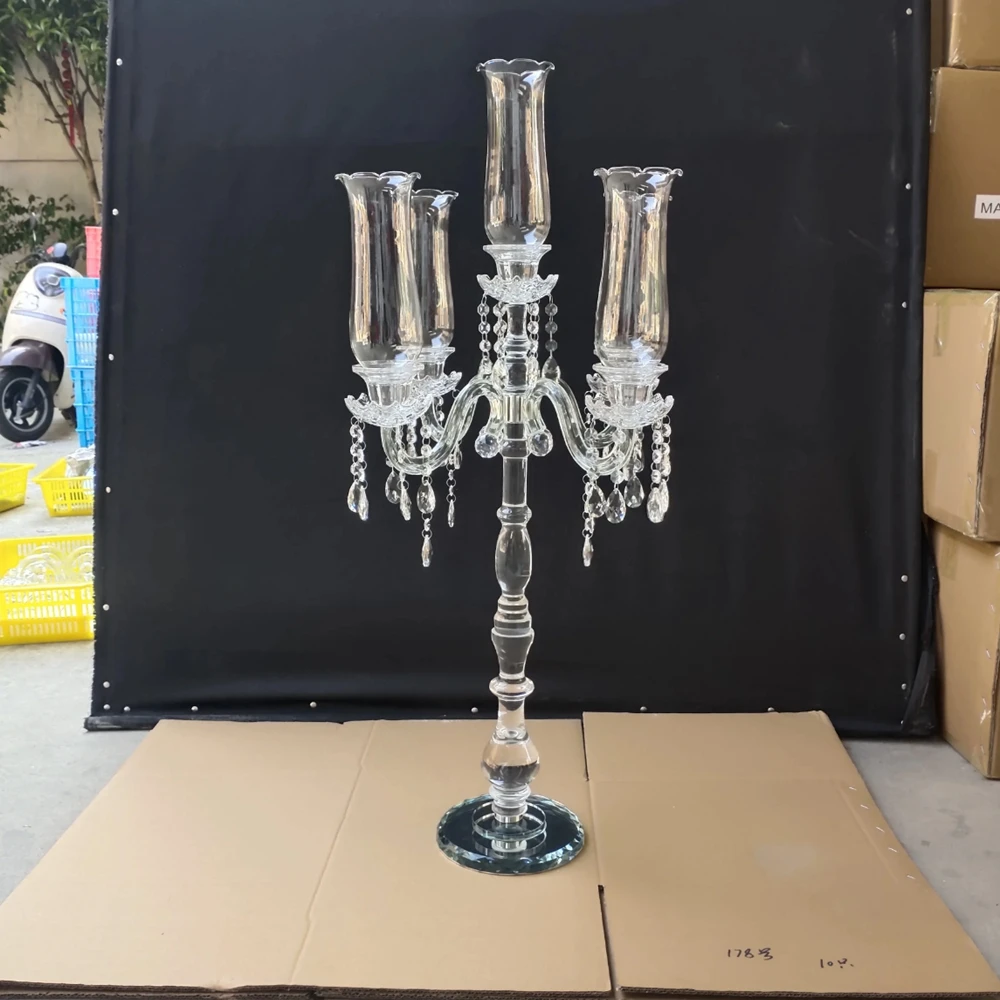 5pcs)Handmade Cheap Long Stem Glass CandleHolder Glass tealight Holder for Wedding clear Glass candlestick