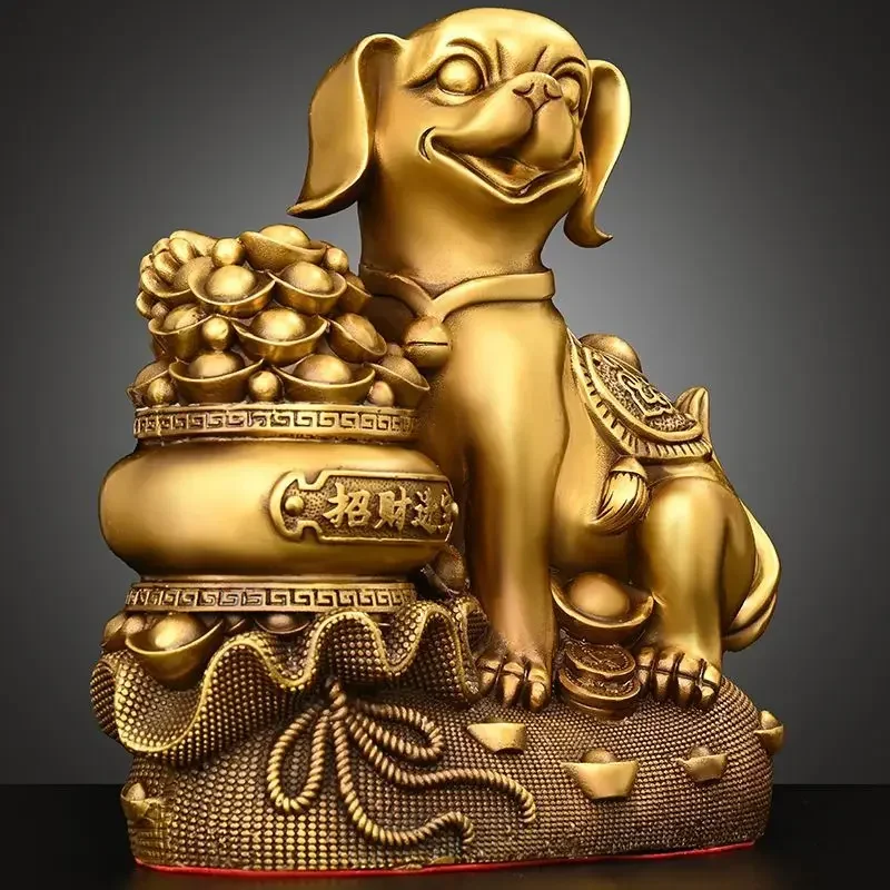 

Copper Solid Brass Dog Ornaments Treasure Money Dog Home Decor Crafts