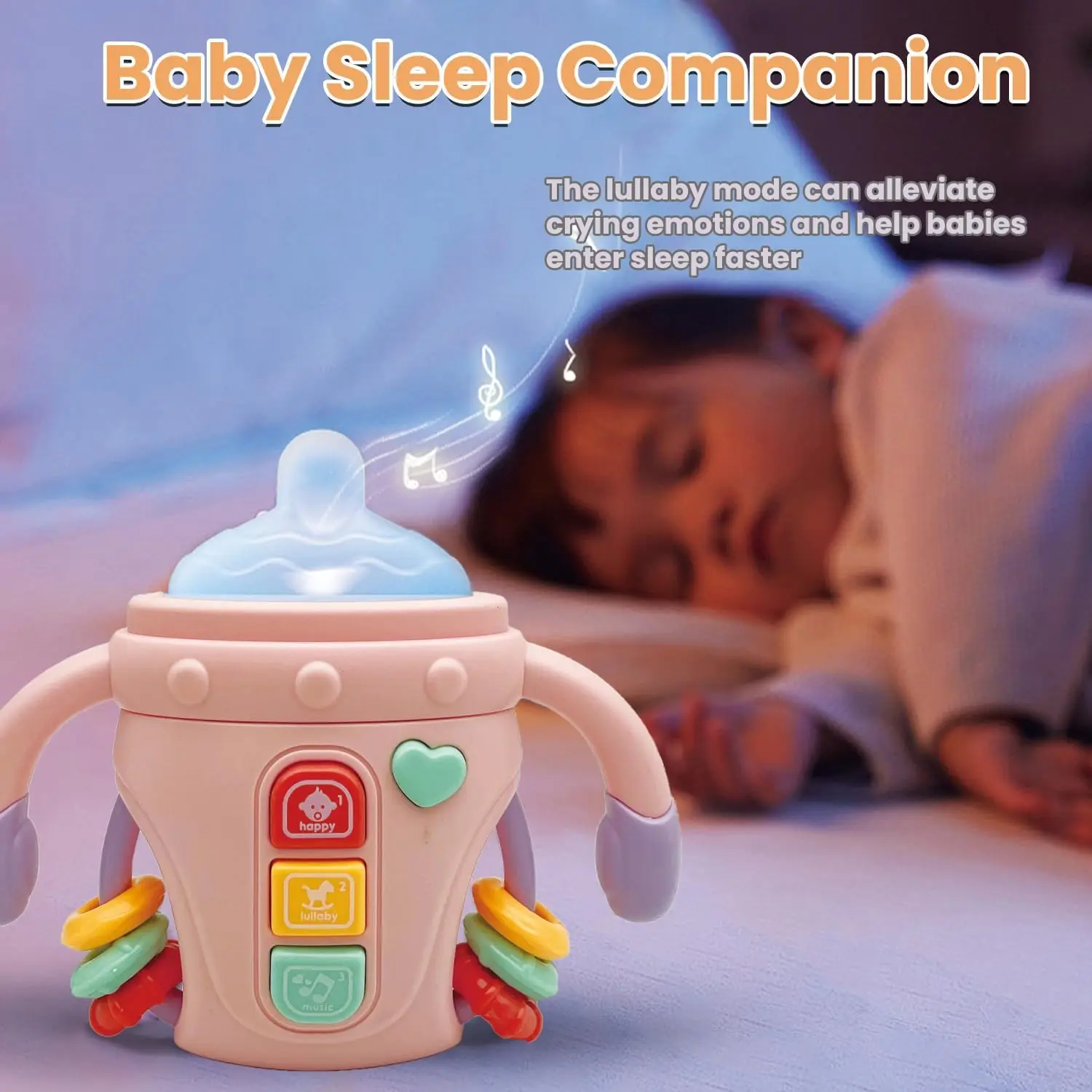 Jouets musicaux pour bébé, jouet d'apprentissage sensoriel avec musique et lumières, jouets musicaux de dentition sucette, jouet hochet pour cadeaux pour tout-petits