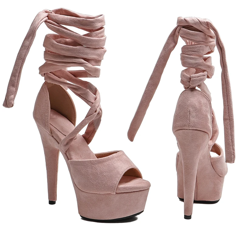 Leecabe  6inch/15cm Suede Upper Trend fashion  lady shoe high heel platform stripper heel pole dance shoes