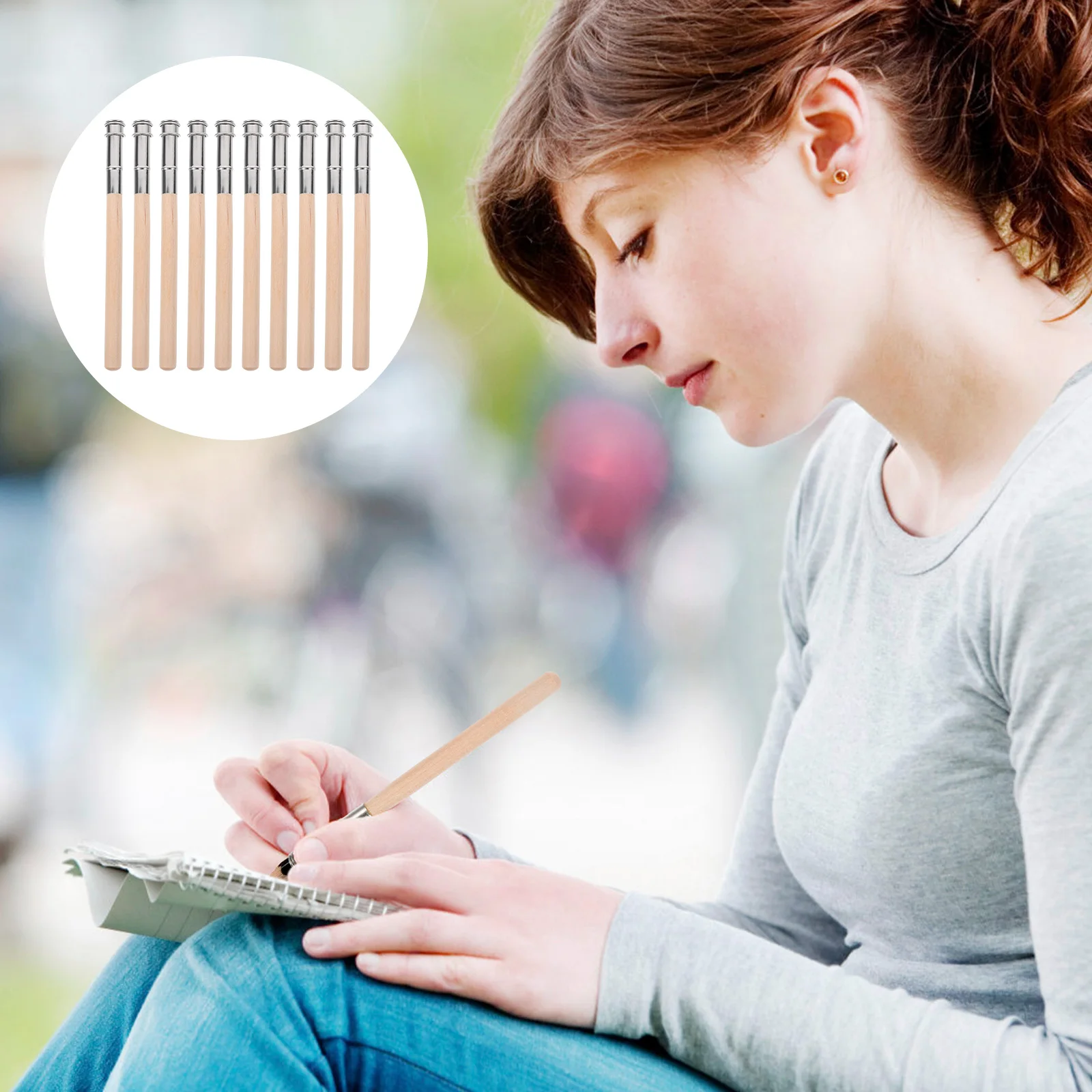 

10pcs Extender Drawing Wooden Crayon Artist Pencil Holder Extender Head Child Lengthener Artist Holder School Supplies Tool