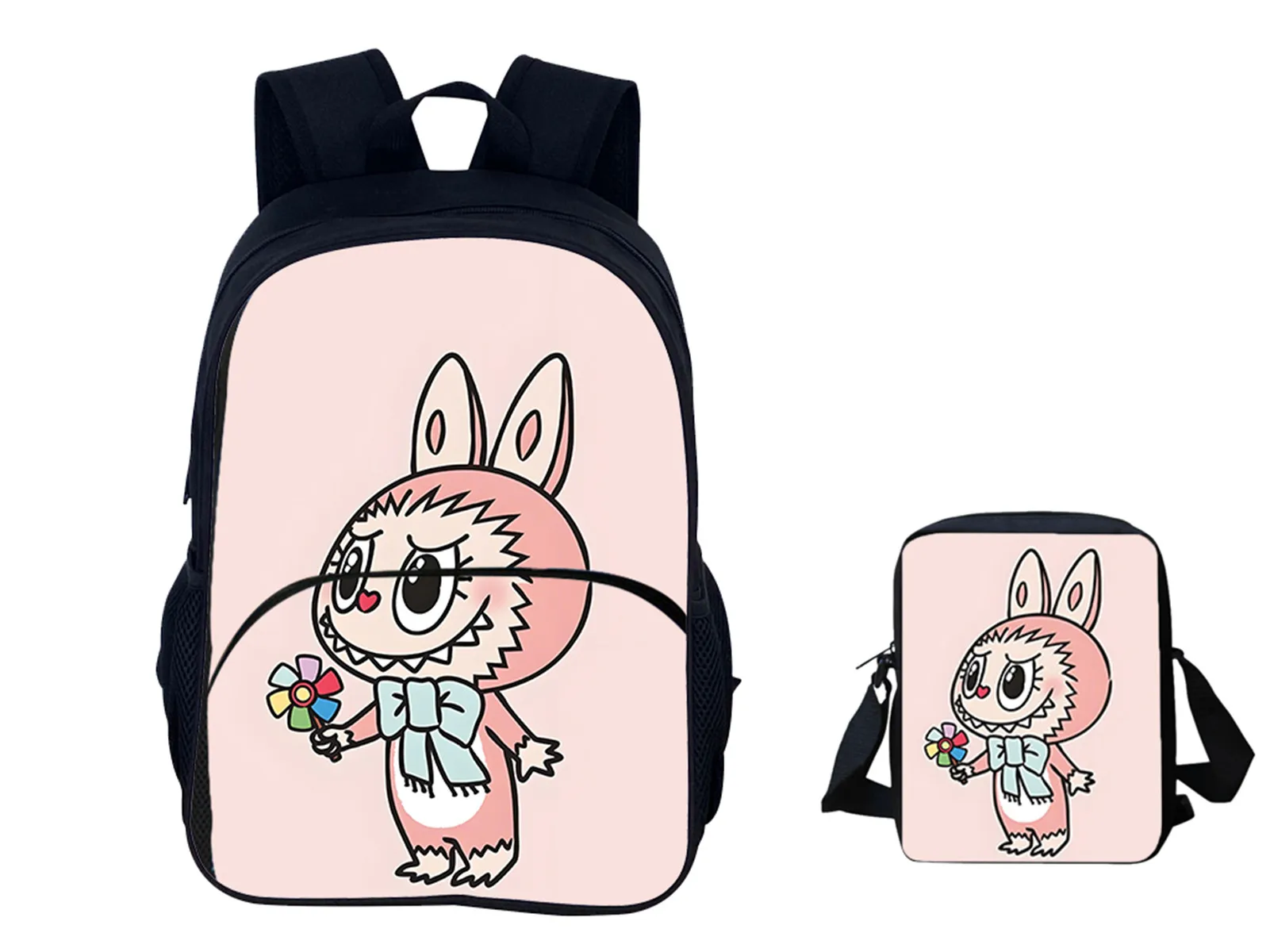 

Labubu Durable Knapsack 2Pcs Set-Cute Schoolbag with Shoulder Bag,Kids Cartoon Casual Backpack for Travel