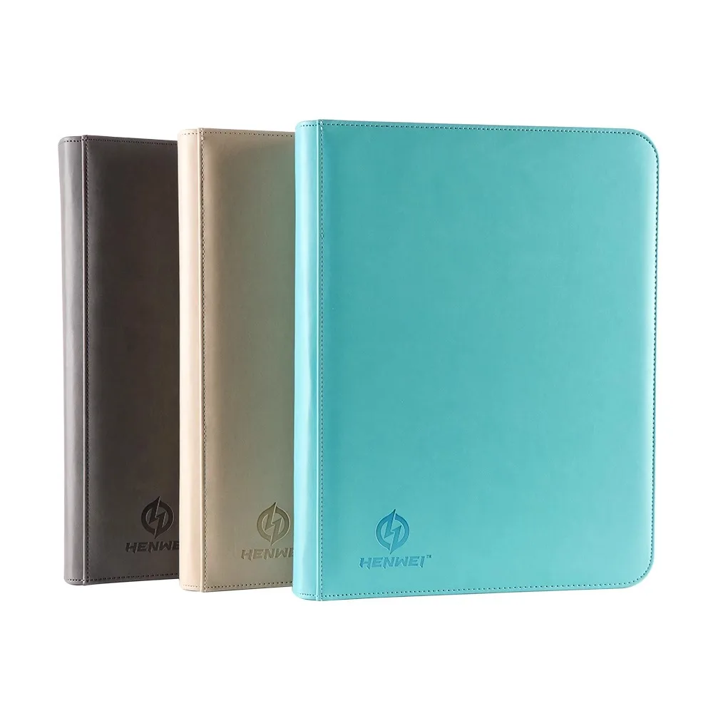 Fully Enclosed 9 Pocket Trading Card Binder with Zipper, PU Leather Storage Protector Album for Pokemon Yu-Gi-Oh Card Collection