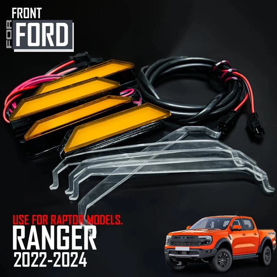 

4PCs Amber LED Front Grille Light For Ford Ranger Raptor 2022 2023 2024 2025 P703 NEXT-GEN