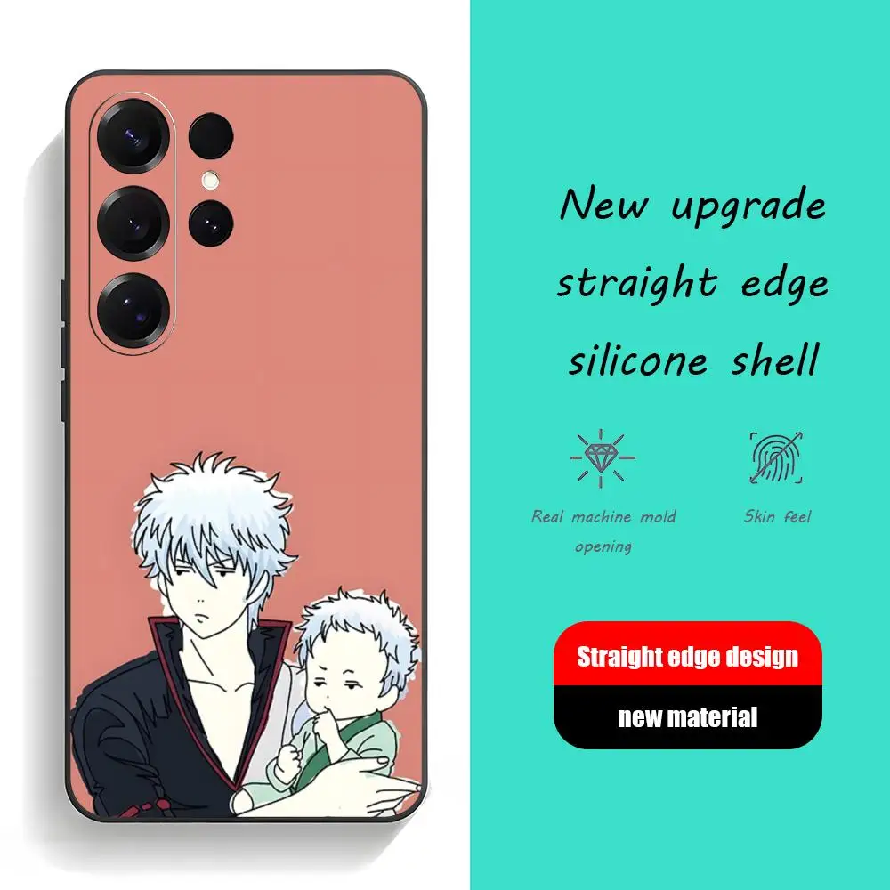Gintama Anime Cool popular Phone Case For Samsung Galaxy S26 S25 S24 S23 S22 S21 Plus Ultra Fold A Soft Black