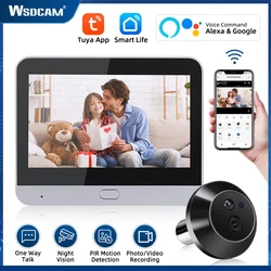 Wsdcam-timbre de puerta inalámbrico con WiFi, cámara de 1080P, 5000mAh, visor Digital, visión nocturna, protección de seguridad para el hogar inteligente, Tuya