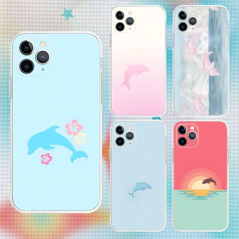 

Summer Ocean Dolphin Phone Case For iPhone 16,15,14,13,12,11 Pro,Max,Plus,X,XS,XR,SE,Mini Transparent Silicone Soft