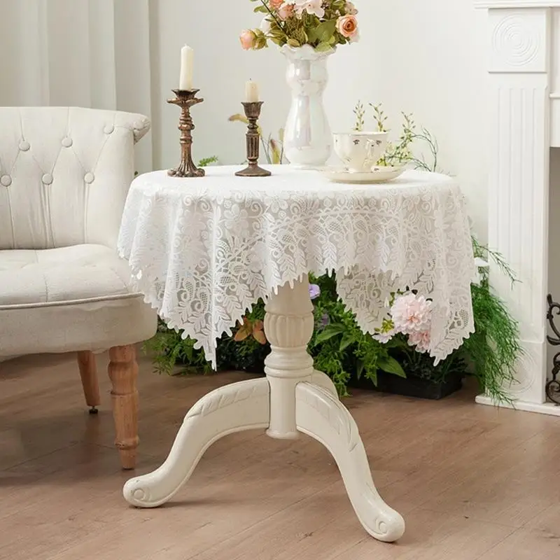   Lace Coffee Table Protectors Machine Washable Polyester Fabric Elegant Home Decoration Accent