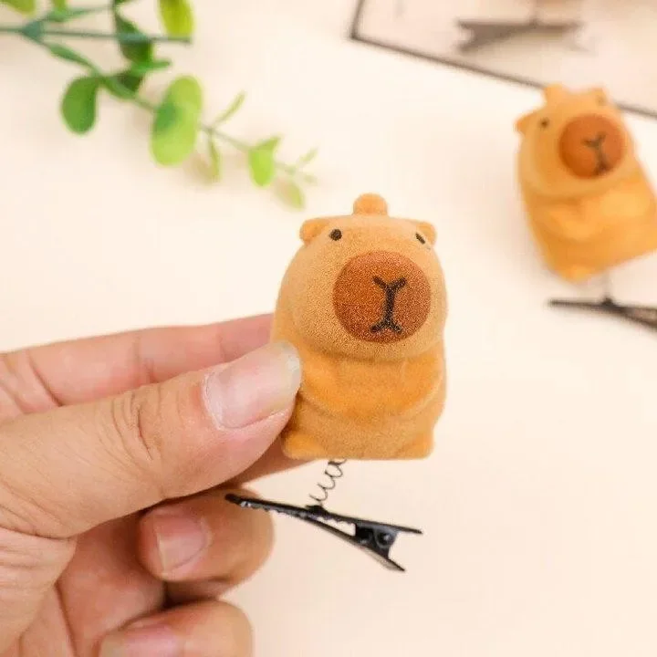 Kawaii Hair Clip Fashion Children Bow 3D Capybara Animal Plush Hairpin Funny Style Duckbill Clips Headdress Gifts 5~50pcs