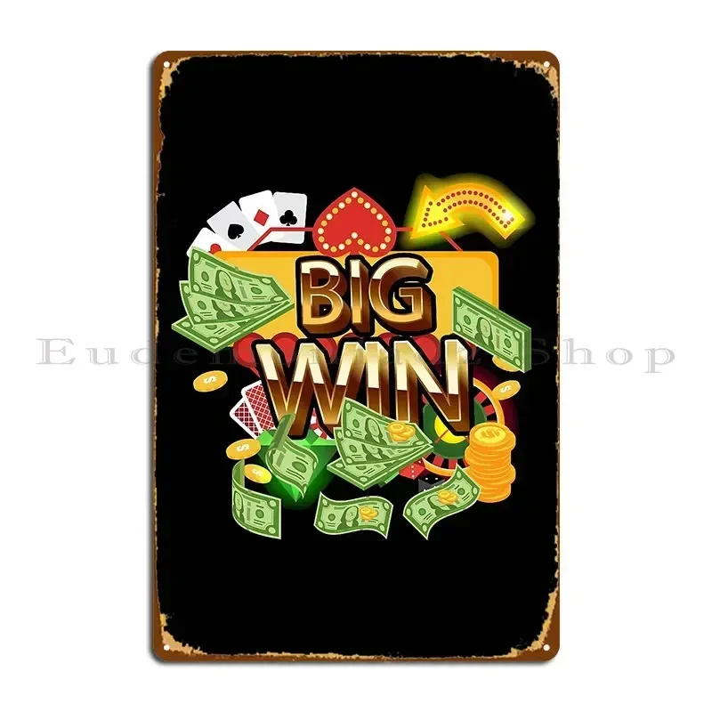 Funny Casino Big Win Slot Machine Gambling Metal Plaque Poster Cinema Club Iron Wall Mural Party Tin Sign Poster