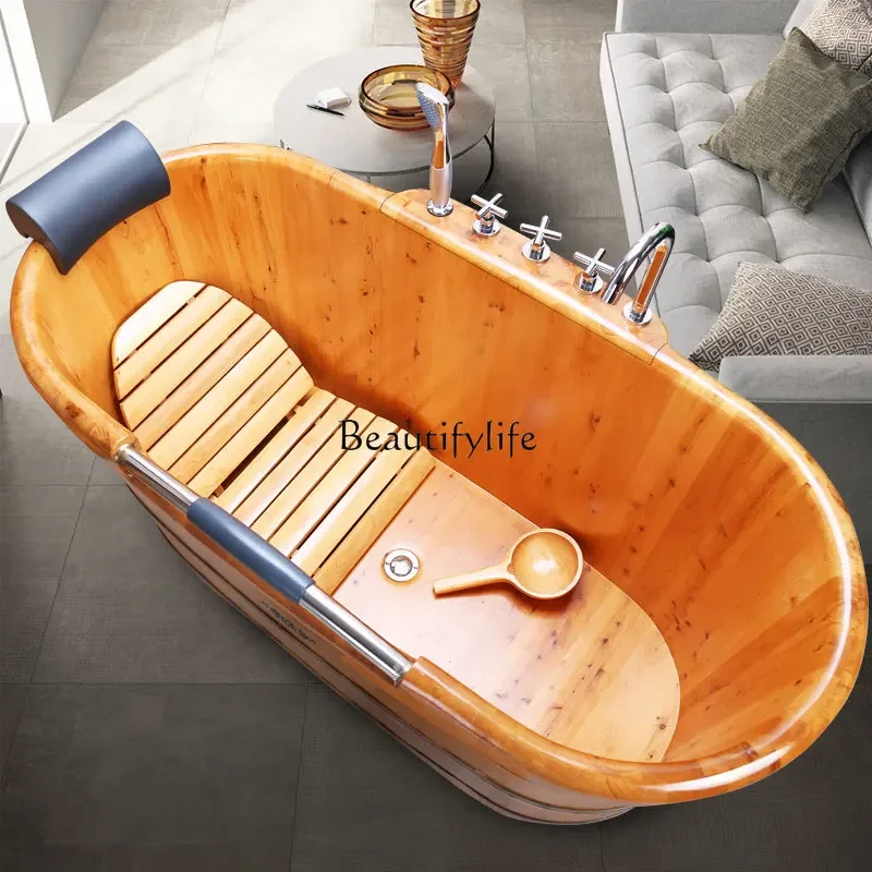 

yj39 Bath Bath Bucket Adult Household Cedar with Faucet Soak Bath Bucket