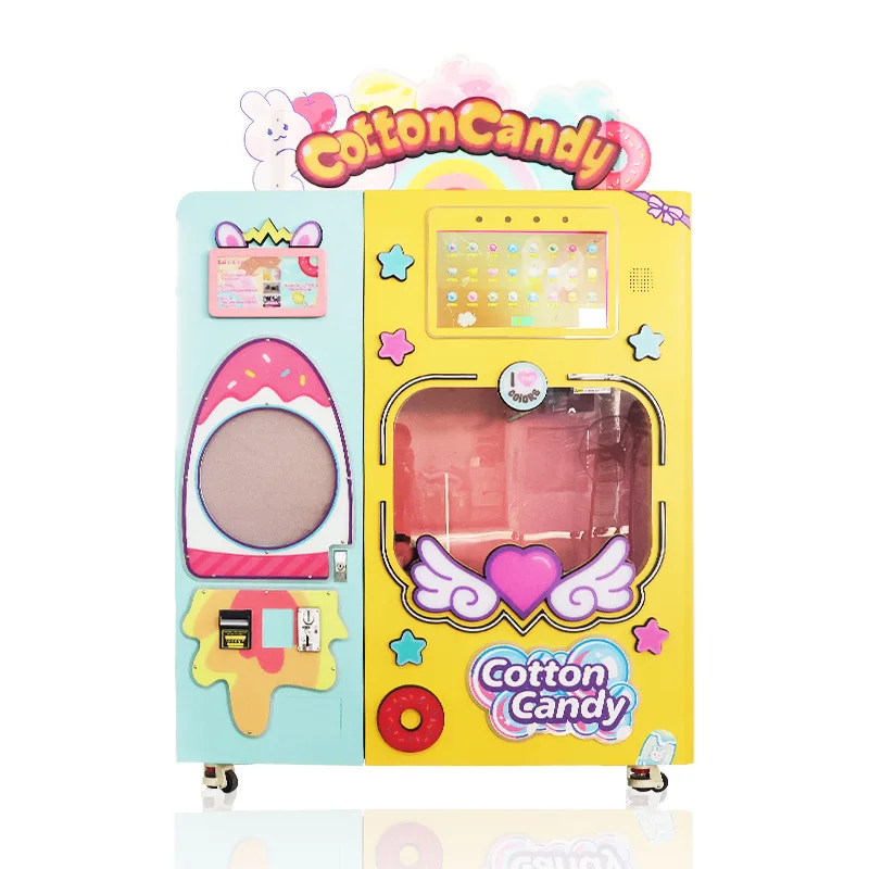 New Commercial Automatic Cotton Candy Vending Machine Dry Battery Powered 10-18L Capacity For Shopping Malls Scenic Spots