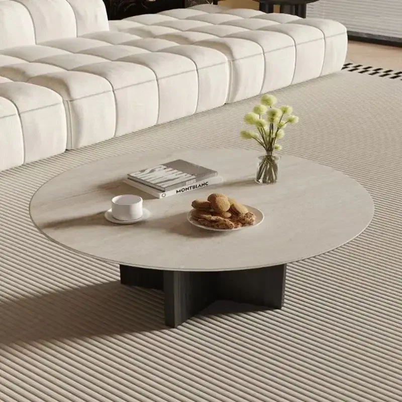 طاولة قهوة على الطراز الفرنسي الكريمي، غرفة معيشة صغيرة بسيطة، B & B، لوح صخري كهف وابي ساندي ويند، طاولة منخفضة مستديرة #4