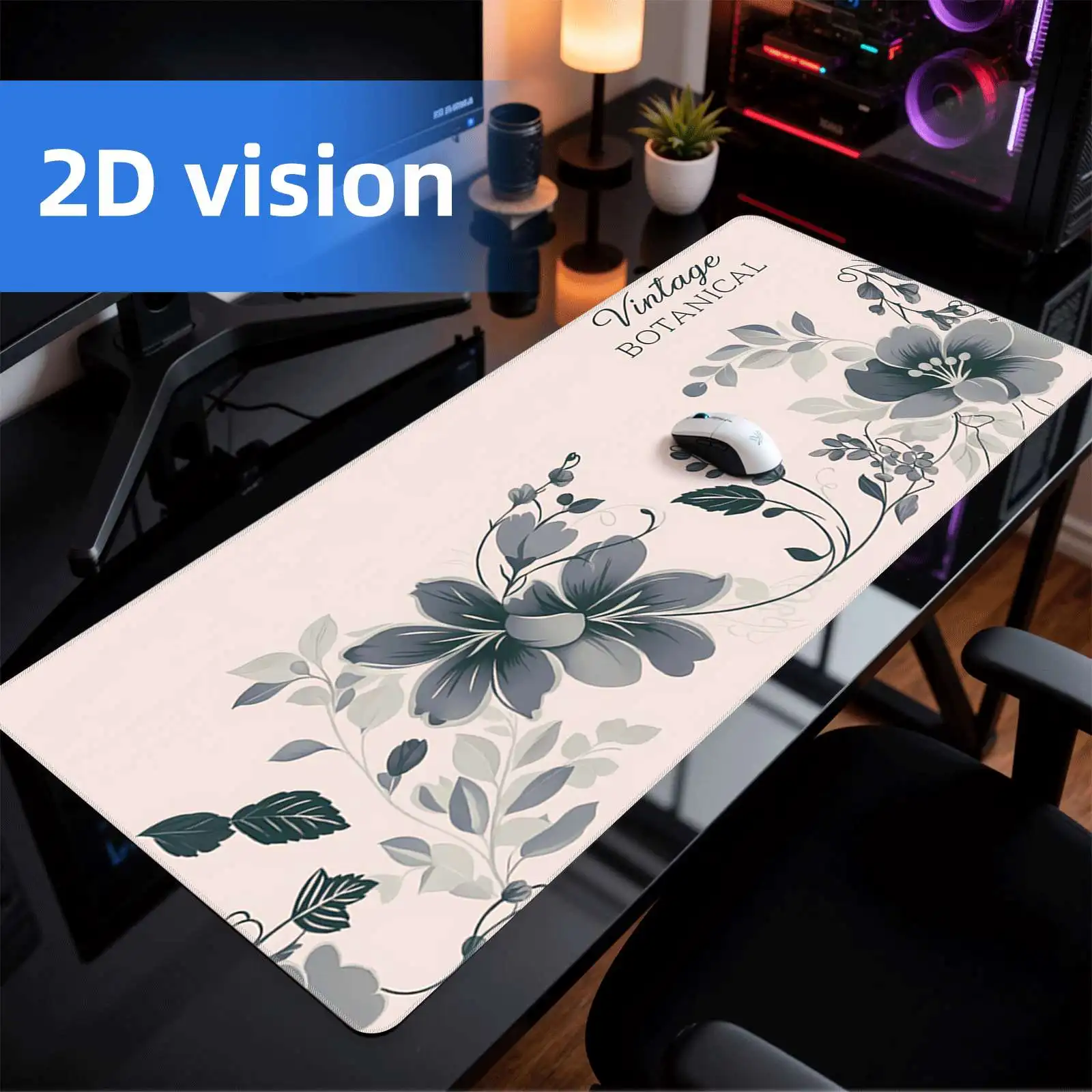 Vintage Botanical Floral Extended Gaming Mouse Pad Extra Large Non-Slip Desk Mat for Home Office PC Gamer