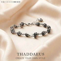 Skull Pave Link Chain Bracelet For Women Men Pure 925 Sterling Silver Punk Jewelry Party Gifts