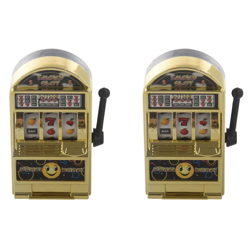 B49B-2X Mini Automat do Gry Jackpot Fruit Slot Machine Skarbonka Gra dla Dzieci Dorosłych Automat do Gry Antystresowy Złoty