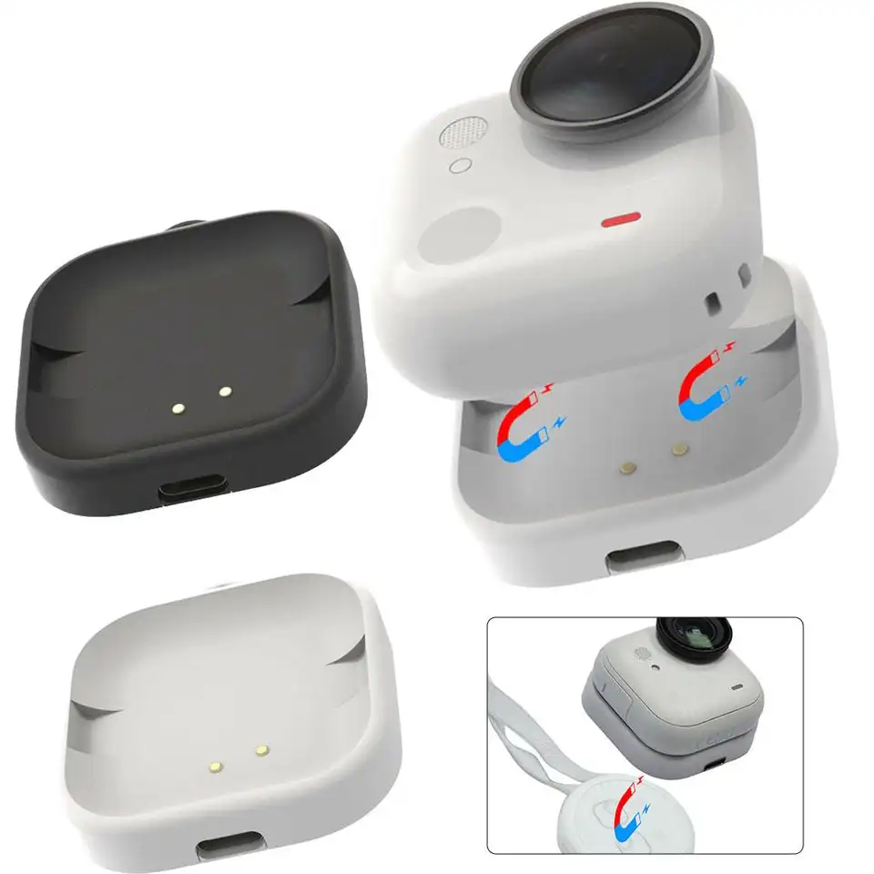 Draadloos magnetisch oplaaddock voor Insta360 Go Ultra Draadloos oplader met draagkoord voor Insta360 Go Ultra laadstation - 2