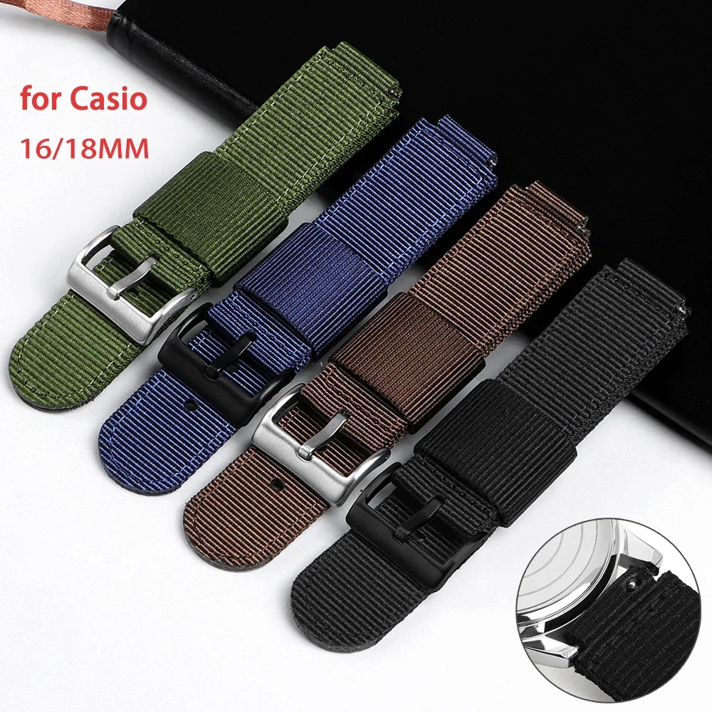 Nylon Sport Strap for Casio AE-1200 SGW-300/400/500 W-800H GM110 GM2100 Canvas Bracelet 16mm 18mm Quick Release Men Watchband