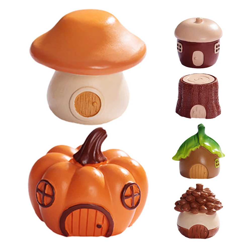 

6 Pcs Miniature Fairy Garden Decor Micro L naments Small Houses Resin Tree Crafts Bonsai Figurines Desktop