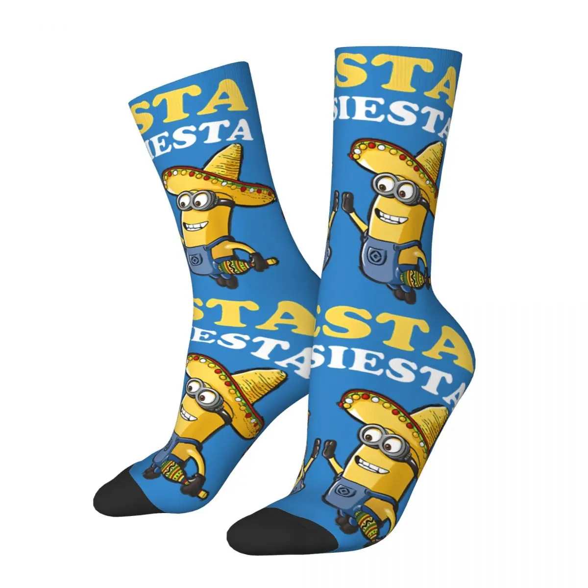 레트로 비열한 남자 미니언 솜브레로 초상화 압축 양말, 남녀공용, 하라주쿠 미니언 심리스 크루양말