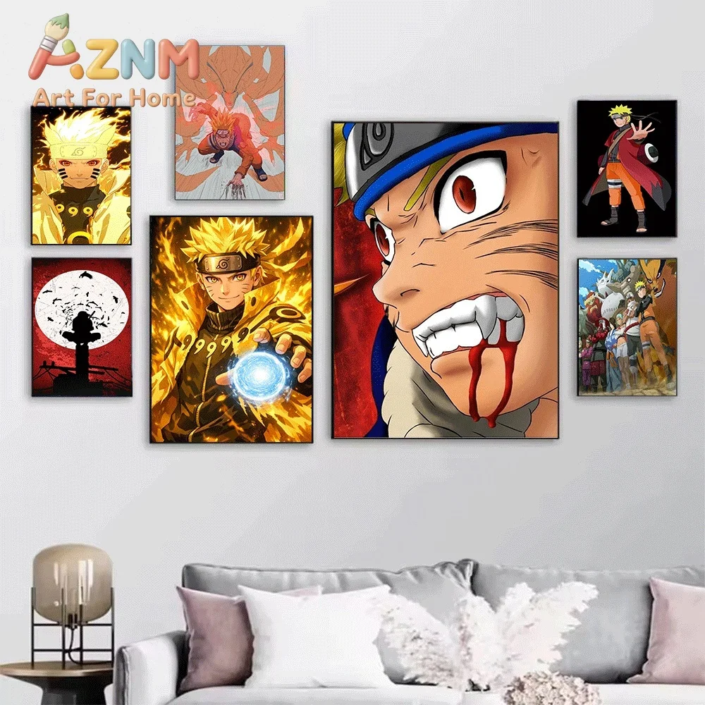 Anime Naruto Canvas Wall Art Naruto Sage Mode With Kurama Ink Art Poster Unframed Canvas Painting Bedroom Living Room Home Wal