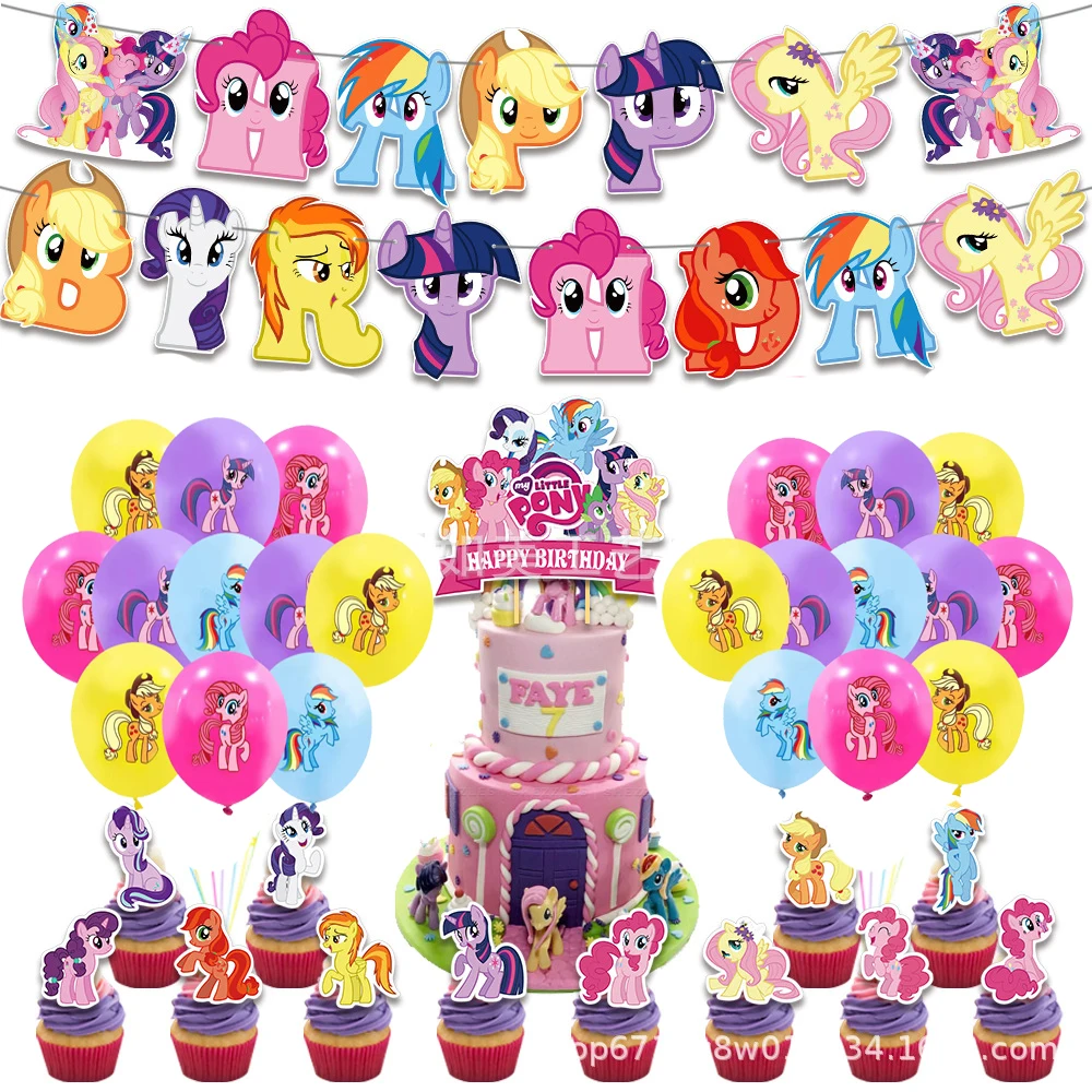 KAYOU My Little Pony Folienballon Partydekoration 1 Set Zahlen-Geburtstagsballons Hintergrund für Mädchen Babyparty-Zubehör – Detail 6