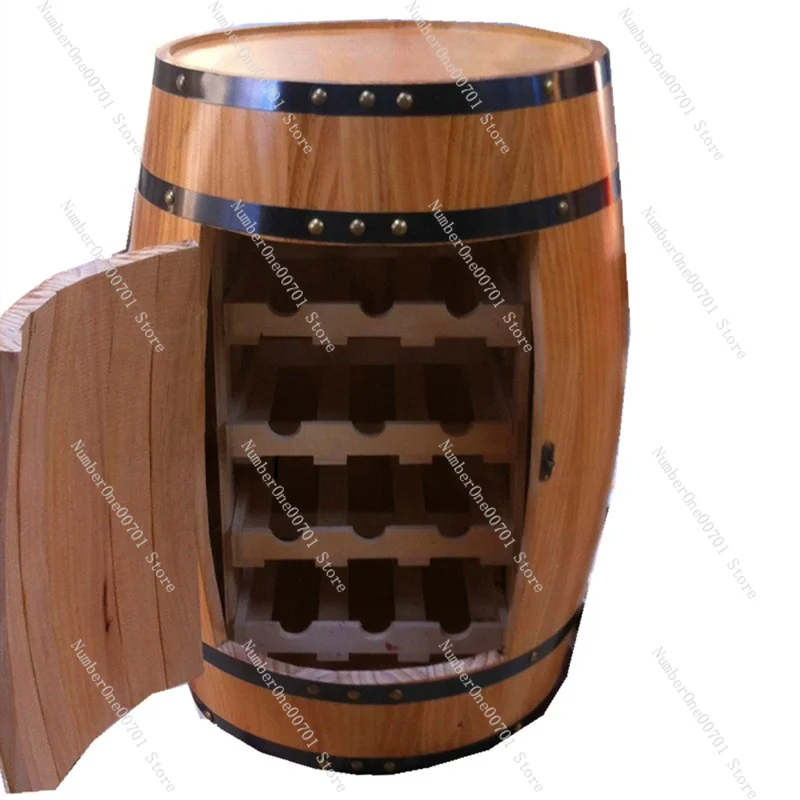 Decoration Barrels Solid Wood Wine Cabinet Oak Barrel Cabinet Wooden Bar Photography Props Red Wine Can Hold 16 Bottles