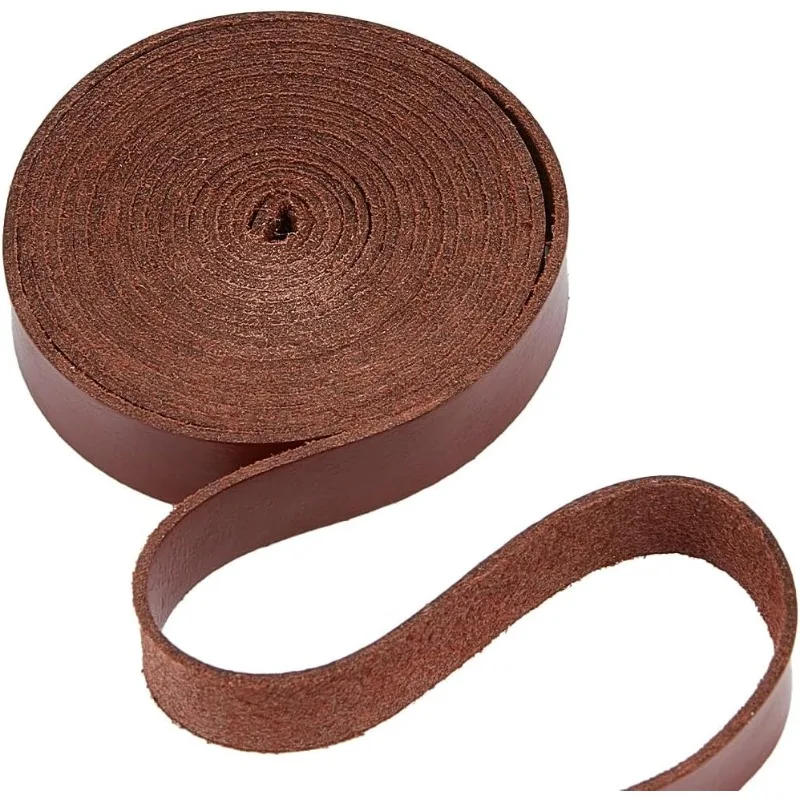 1 Roll 0.5 Inch Wide Flat Leather Cord 200cm Leather Strips 1.2mm Thick Glossy Full Grain Genuine Leather Strap Threads Strings