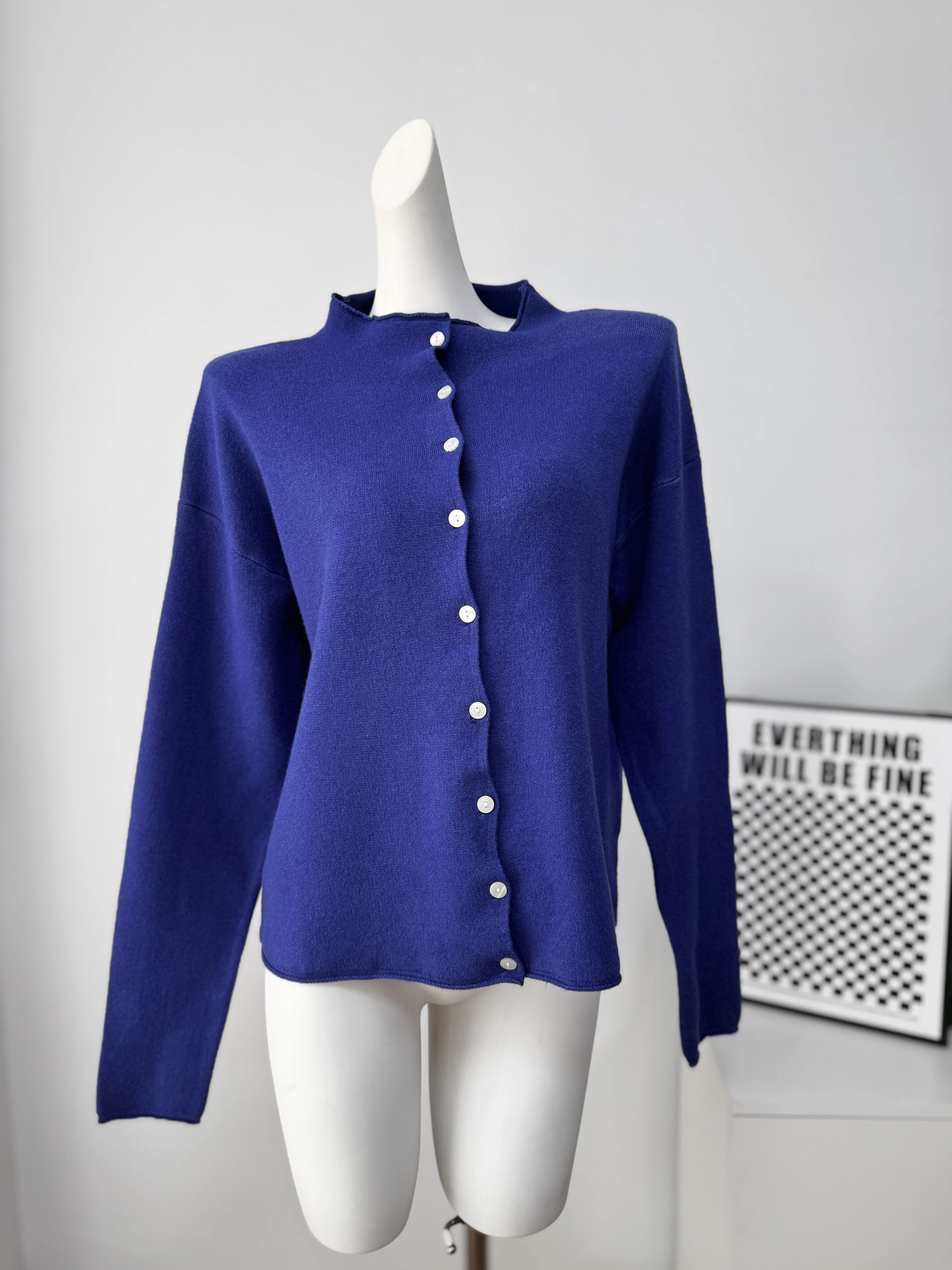 Hirsionsan 2026 Cross-Border Neuer Klein-Blau Strickcardigan Einreihig Slim Fit Langarm Casual Strickjacke – Detail 26