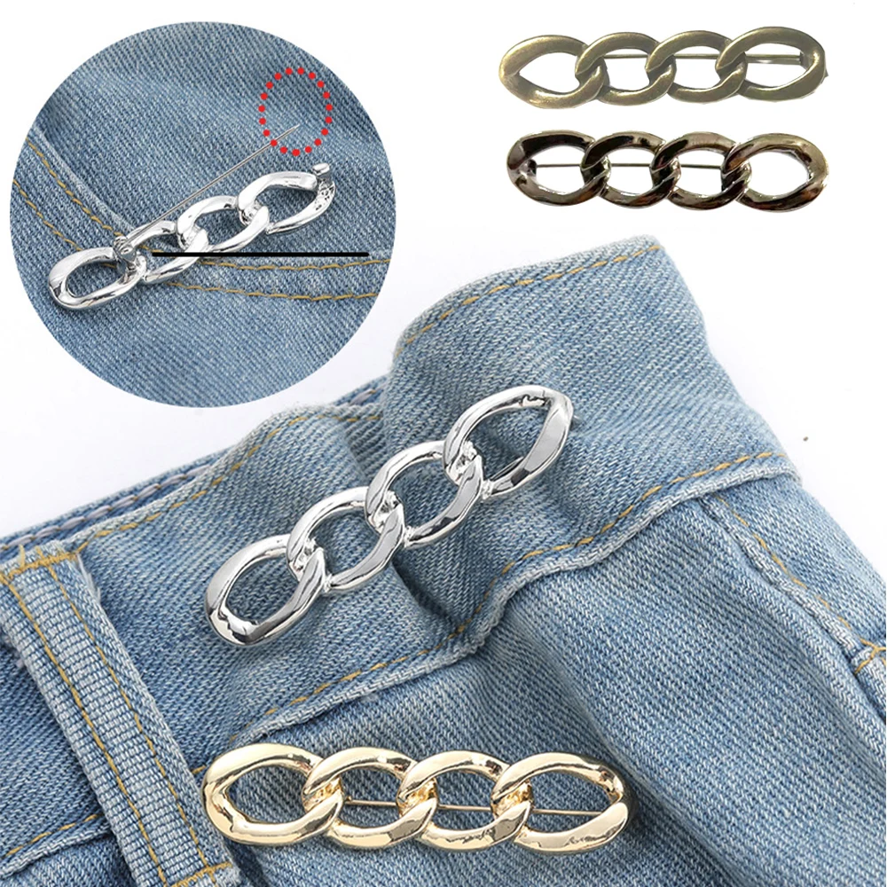 Clothing Brooch Waist Buckle Tightening Waist Pin Waist Tool Waist Changed Seam Free Detachable Alloy DIY Chain Shape Lapel Pin