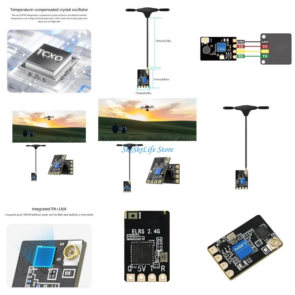 E65E ELRS 2.4G PA100 Technology Receiver for Long Distances Data Transmission