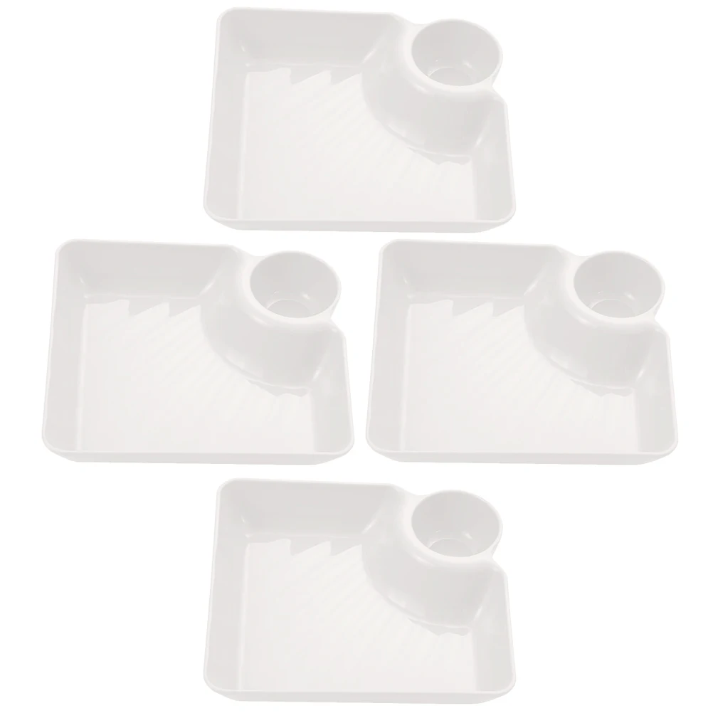 

4pcs Snack Tray Set Large Square Plastic Food Serving Platter Trays for Party Dipping Sauce Modern Style Home Cafe Restaurant