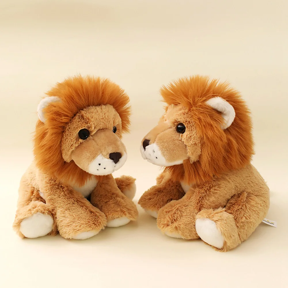 20cm Fuzzy Golden Lion Plush Toy Sitting Furry Simulated Lion Stuffed Animal Wildlife Soft Dolls Cuddle Christmas Plushie Gifts