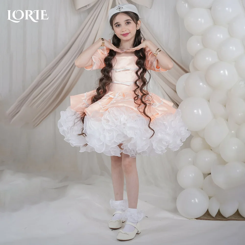 

LORIE Sweet Tulle Flower Girl Dress for Weddings A-Line Midi Short Sleeves with Flower Girl Dresses Customized Gril Party Gown
