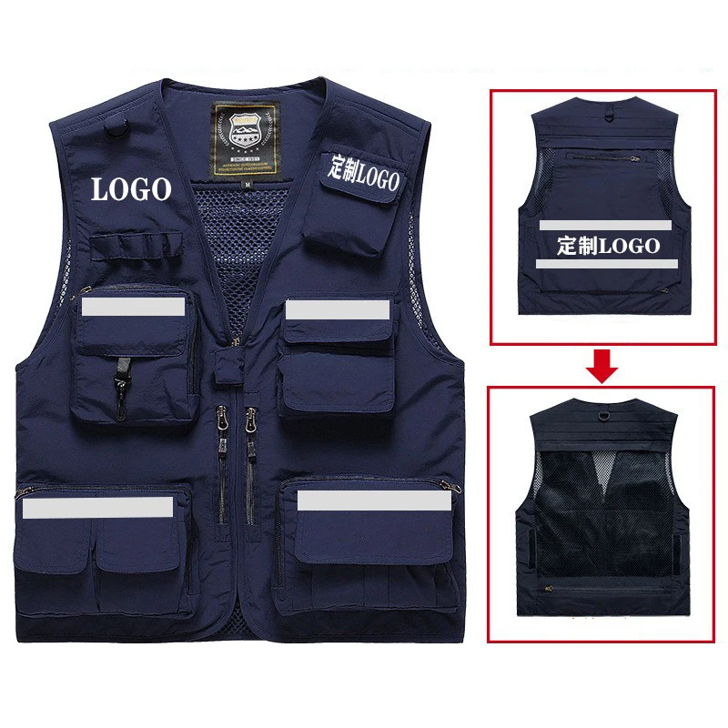 Size S-7XL Safety Vest Tooling Vest Emergency Management Rescue Multi-Pocket Communication Reflective Staff Custom Printing Logo