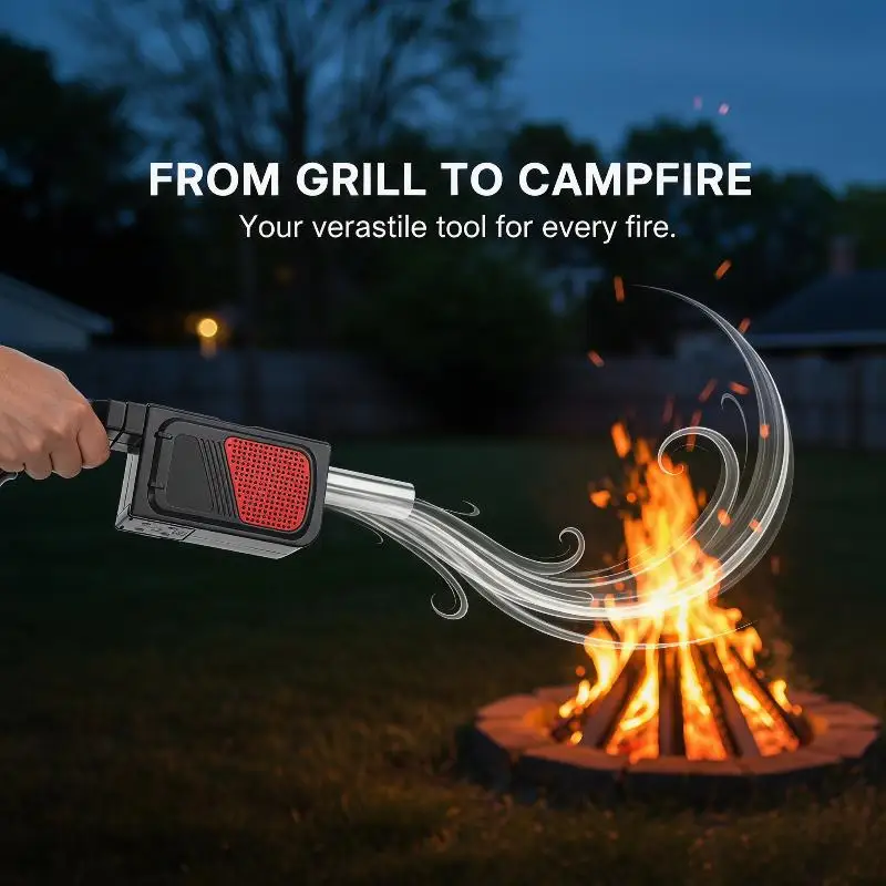 Handheld Electric BBQ Air Blower Fan Lightweight Portable for Backyard Grilling Camping Picnic Fire Ignition Tool