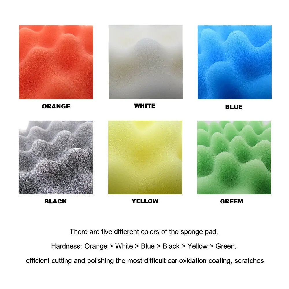8Pcs 7 "นิ้ว180Mm รถ Buffing Pads ชุดทำความสะอาดฟองน้ำขัดอะแดปเตอร์เจาะบัฟเฟอร์ Polisher ผสมและแว็กซ์