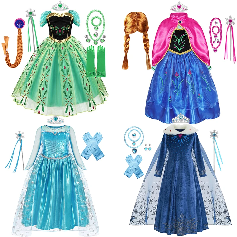 Elsa Dress for Girls Elsa Costume Snow Queen Anna Dress Cosplay Birthday Party Children Kids Carnival Girl Costume 2024