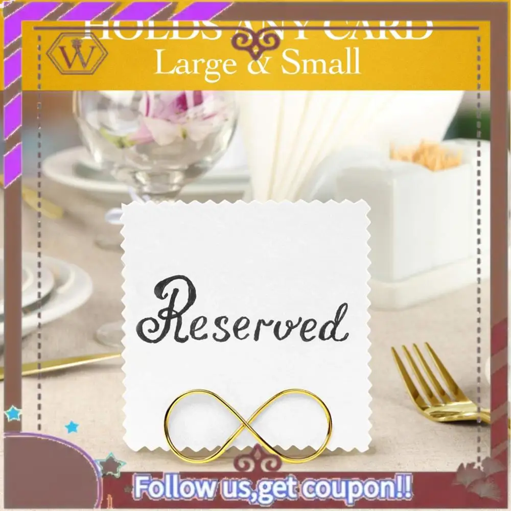 ABBG-Table Number Holder Stands 12 Pack - Wedding Seating Labels Placecard Clips Photo Picture Cards Display Stand Gold