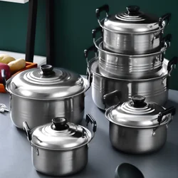 Double Bottom Stockpot Non-Stick Induction Cookware Stainless Steel Pots Anti-magnetic Cooking Multi-purpose Pots