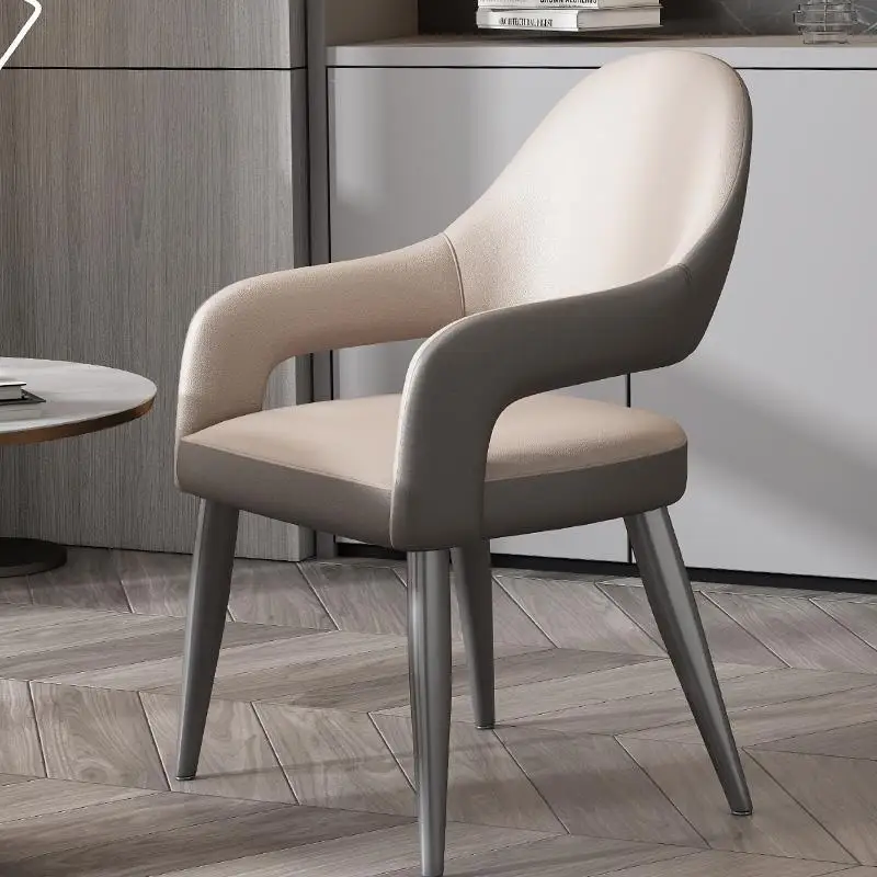 

Italian Simple Light Luxury Home Comfortable Dining Table Chair Nordic Hotel Restaurant Leisure Dining Chair Negotiation Leather