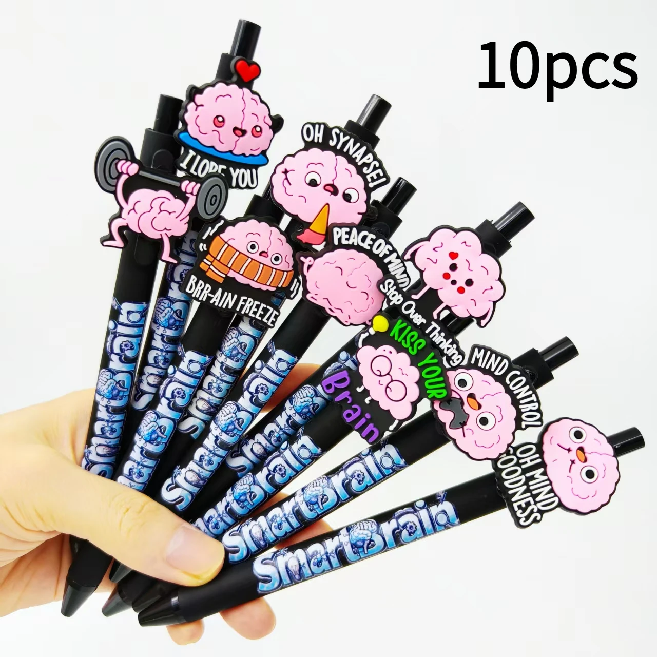 

10 шт./15 шт., розовая нашивка для моделирования мозга, черная антропоморфная шариковая ручка с узором для мозга