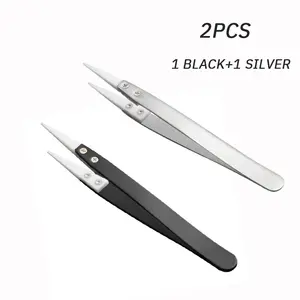 Anti-Static Isolation Ceramic Tweezers for Electrician, High Temperature Resistant, Element Clip, Corrosion Resistant, 2PCs 10 Main Electrician Sales - №8