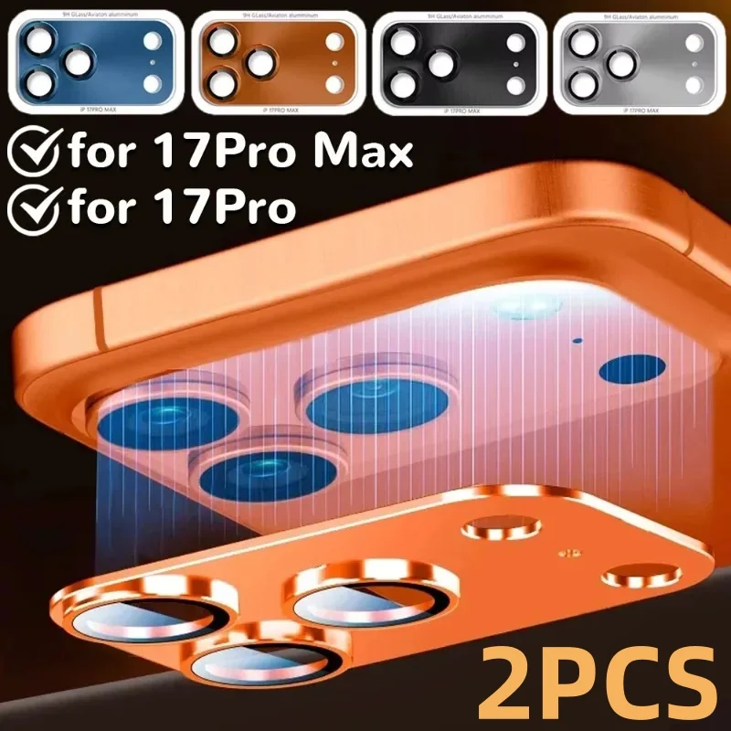 ฟิล์มกันรอยเลนส์กล้อง iPhone 17 Pro Max แบบใหม่ 2 ชิ้น ผลิตจากโลหะผสมอะลูมิเนียม กระจกนิรภัย ป้องกันการแตก แข็งแรง