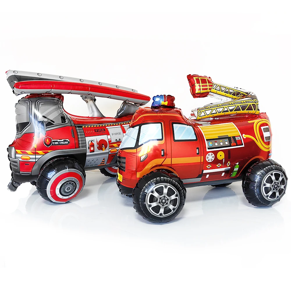 Fire Theme Party Decoration Fire Truck PVC Balloons Fire Foil Balloons for Kids Boys Baby Shower Fireman Birthday Party Supplies