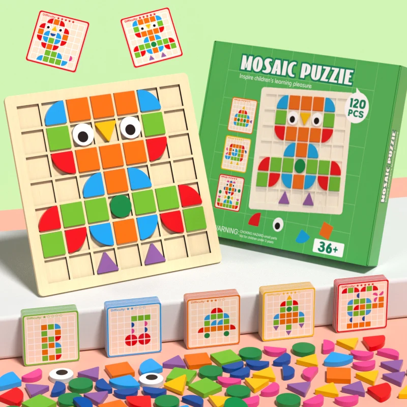 120PCS Montessori Cognition Puzzle Board Logical Training Matching Game Early Educational Toys Gifts For Children Kids